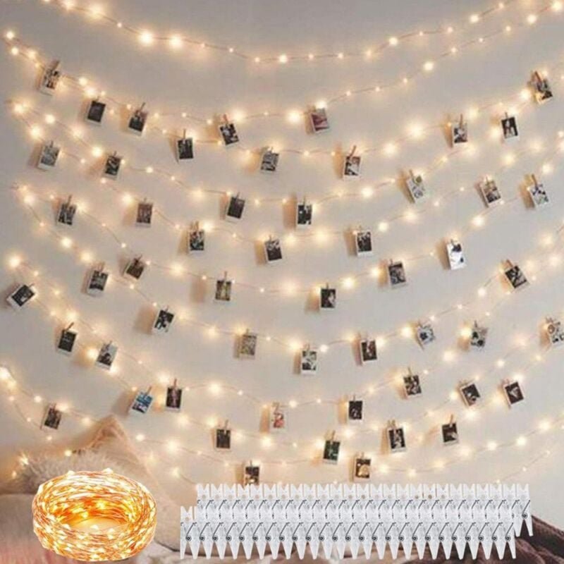 Bluedeer - Lichterkette mit Klammern 5M 50LED Fotoclips USB-Steckleuchte 1 Stück