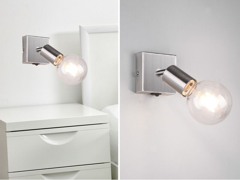 Led Wandstrahler Spot Silber mit Schalter, Breite 9cm