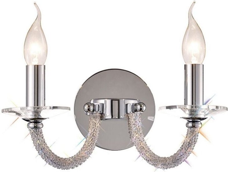 Inspired Diyas - Elena - Wandleuchte geschaltet 2 Kerzenlicht poliert Chrom, Kristall