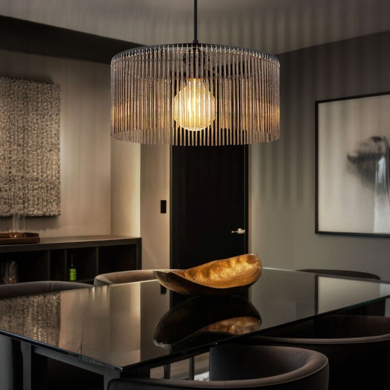 Nowa - Hängeleuchte Pendellampe Esszimmerleuchte rauchfarben, schwarz, Metall Acryldekor,,7W 806lm warmweiß, DxH 35x135 ...