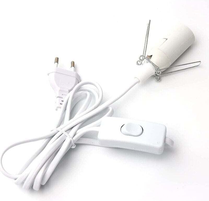 Salzlampenkabel mit Schalter - E14-1,8m - Salzlampenfassung, Weiß