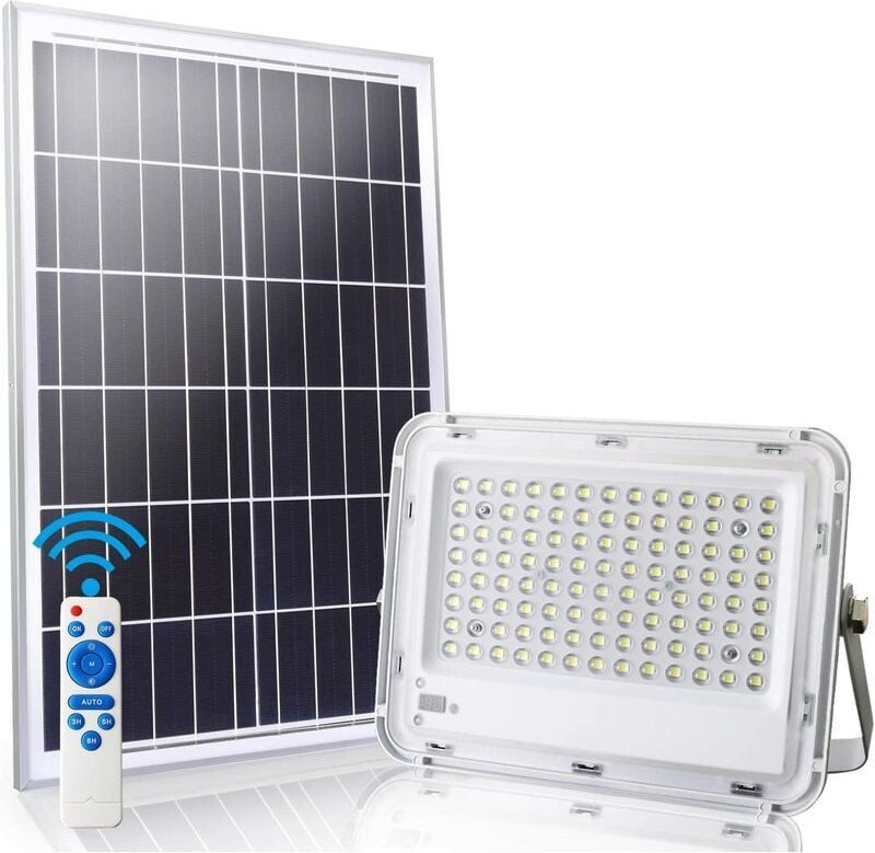 100 w Solar-LED-Flutlicht für den Außenbereich, 6500 k, Solarstrahler mit Fernbedienung, 100 LEDs, wasserdicht IP65, 500...