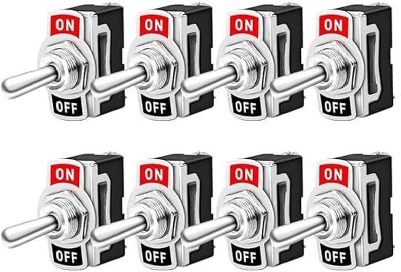 8-teiliger professioneller Auto-Kippschalter, ein-aus 2-Positionen 2-poliger SPST-Metall-Kippschalter, für Boot, Auto, l...