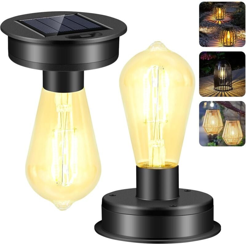 Thumbnail - Solar-Glühbirne für den Außenbereich, 2er-Pack Ersatz für Solar-Gartenleuchte mit heller LED-Glühbirne, Ersatzabdeckung ...