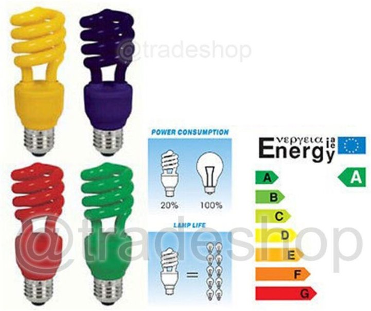 Trade Shop Traesio - Trade Shop - energie resparking lampadina colorata 13W blu rossa giallde e14 e27 -