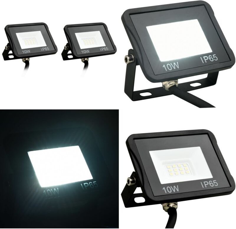 LED-Fluter 2 Stk. 10W Kaltweiß - LED-Flutlicht - LED-Flutlichter - Home & Living - Schwarz