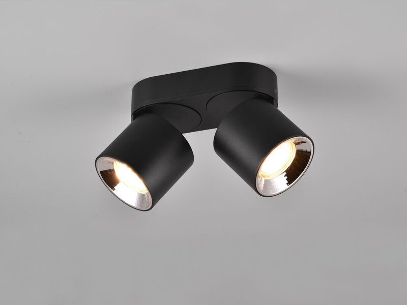 Meinewunschleuchte - led Deckenstrahler Schwarz 2 Spots schwenkbar dimmbar, Breite 18cm