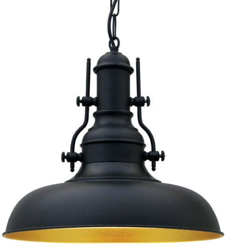 Nota Industrielle Pendelleuchte aus Handbemaltem Schwarz – Vintage-Kronleuchter E27 Ø31 cm für Wohnzimmer, Schlafzimmer ...