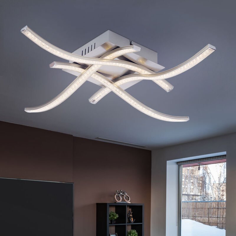 Globo - 15 Watt led Decken Leuchte Ess Zimmer Wellen Beleuchtung Kristall Optik Lampe