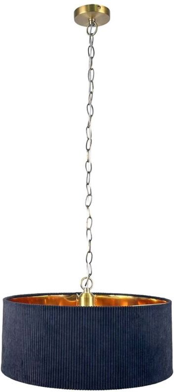 Stoffschirm-Pendelleuchte, gerilltes Design, bronzefarbener Innenraum