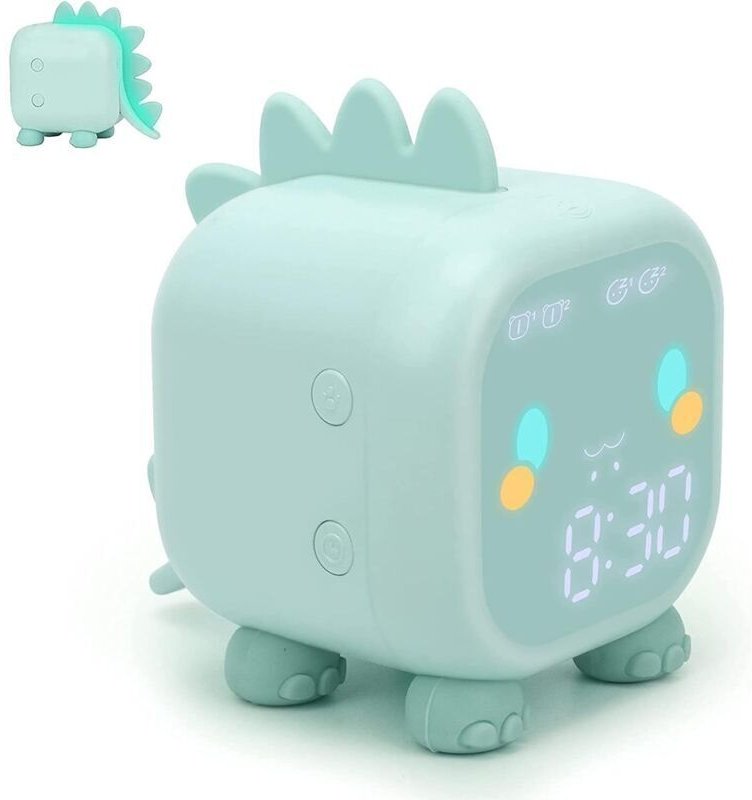 Niedlicher Kinderwecker, multifunktional, verstellbares Nachtlicht, Countdown-Timer, Schlummerfunktion, Sprachsteuerung,...