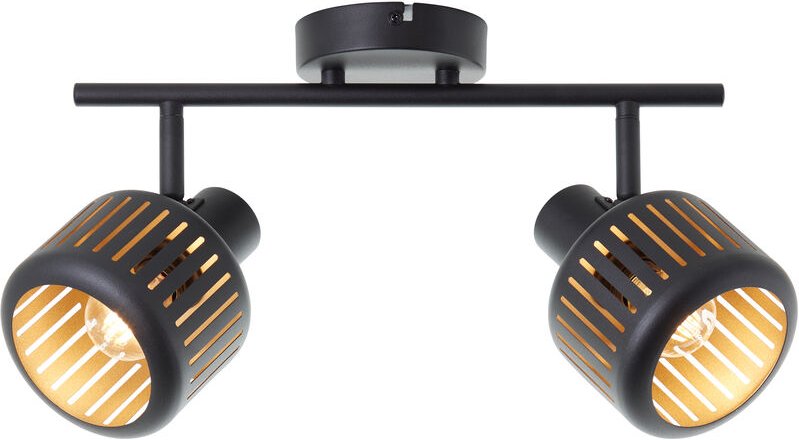 Brilliant Lampe Tyas Spotrohr 2flg schwarz gold Aluminium/Kunststoff schwarz 2x D45, E14, 28 W