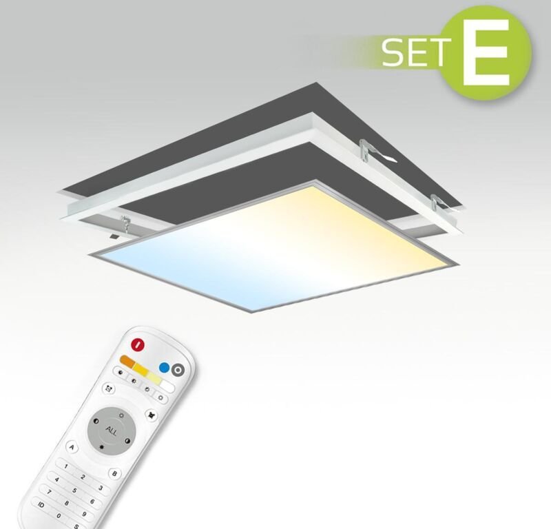 CCT LED Panel 62x62cm Einbauset 36W 3000K-6000K inkl. Fernbedienung und Einbaurahmen