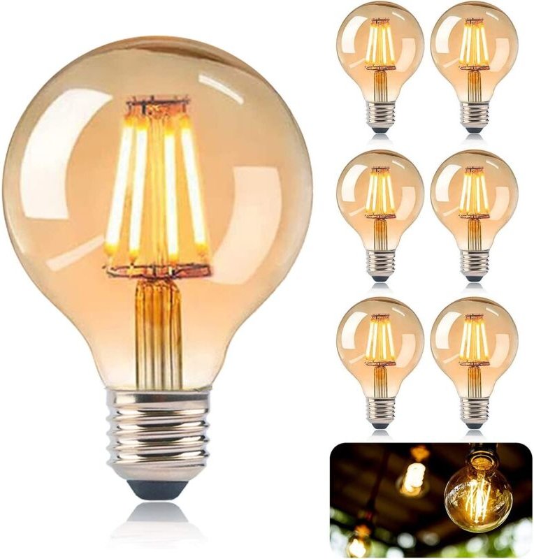 Vintage E27 Edison-Glühbirne, E27 G80 4W LED-Edison-Glühbirne, Retro-Glühbirne mit Glühfaden, Vintage-Antik-Dekorationsl...