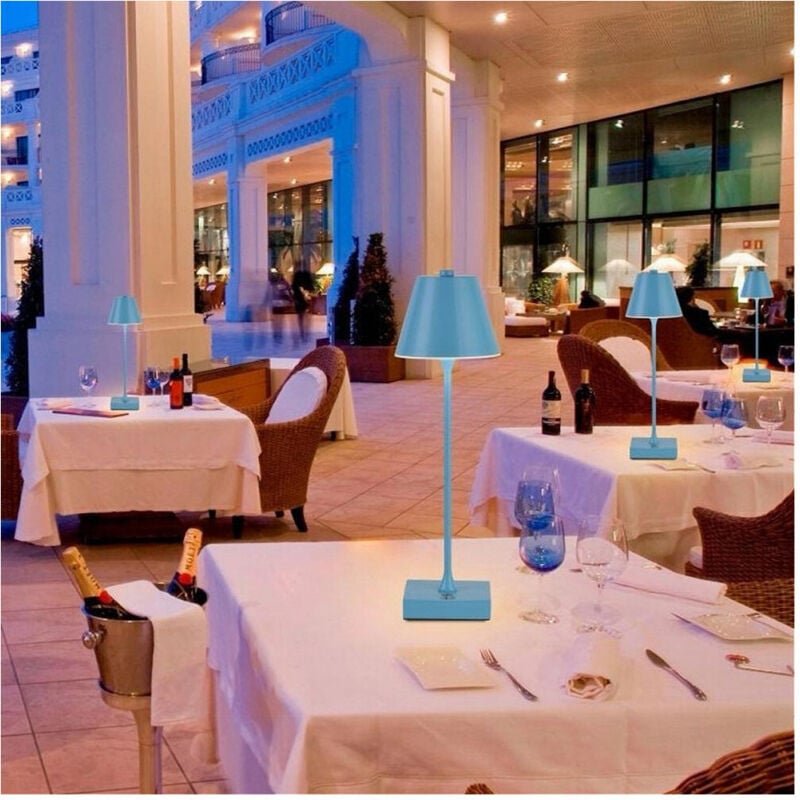 Trade Shop - usb aufladbare tischlampe 10 watt 3 lichtfarben verschiedene farben D27-3C - Himmelblau