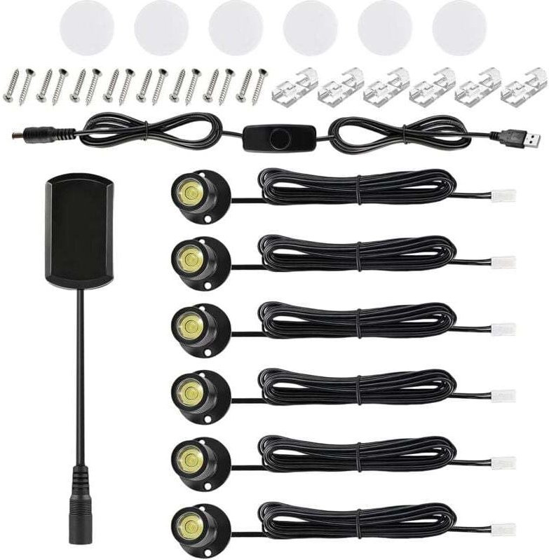 6PCS 360° Schwenkbar Aluminium Spotlight, 5V 1W Mini LED Spot Licht, USB-Dimmbarer LED-Strahler für Zuhause, Hotel, Schm...