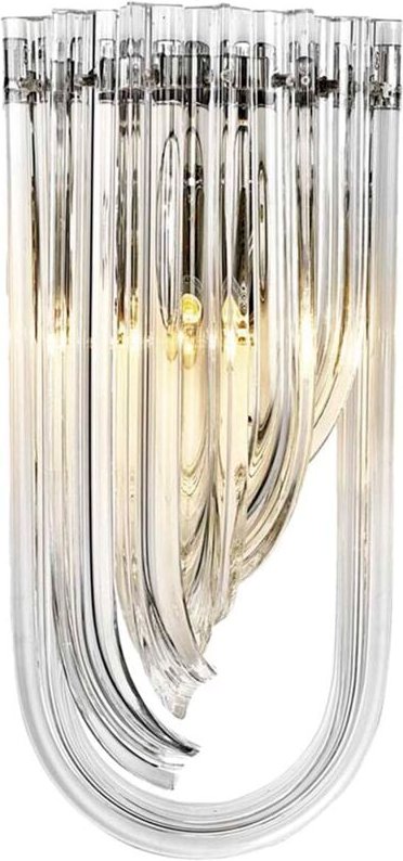 Wandleuchte aus silbernem Metall und Kristall, 18 x 10 x 40 cm