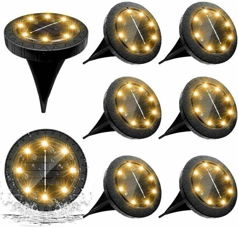 8er-Pack LED-Solarleuchten für den Außenbereich, warmweiße Gartenbeleuchtung, wasserdichte LED-Strahler, dekorative Sola...