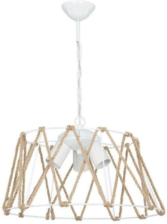 Evren ASZ1030 Pendelleuchte 3 Lichter, weißes Metall und Seil