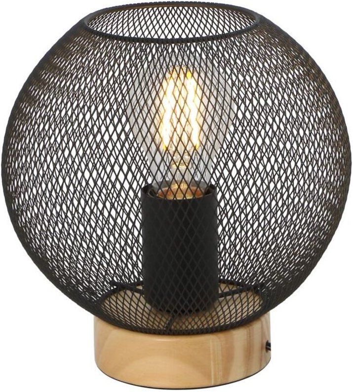 Thumbnail - Globo - tischlampe - PABLO - schwarz - holz - Ø 20cm - E27 -