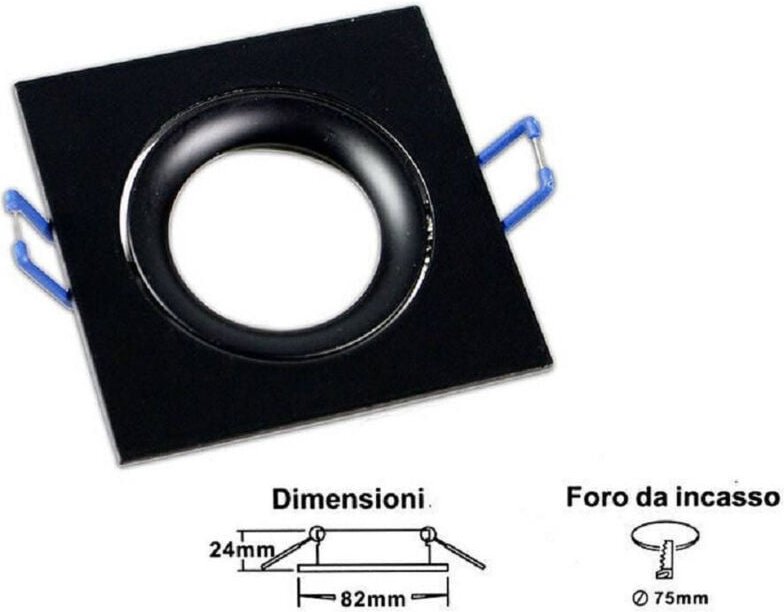 Trade Shop Traesio - Trade Shop - quadratischer einbau-spotlight-halter einstellbarer spotlight mit federn 75 mm loch P2...