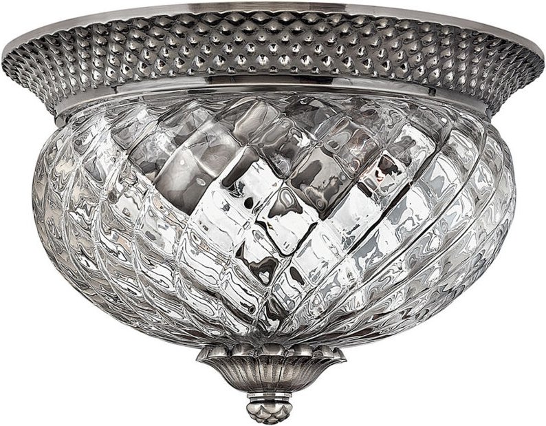 Elstead - Plantation - 2 Light Small Semi Flush Deckenleuchte Poliertes antikes Nickel, E27