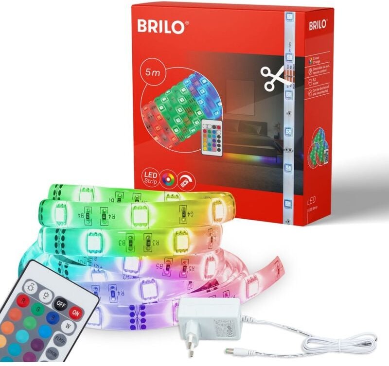 Thumbnail - Briloner - led Stripe 5 Meter rgb Individuell kürzbar 24W weiß Kunststoff