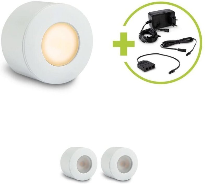 Aufbau/Einbaustrahler Mini Bergamo 3W 2700K IP44 - Farbe: weiß - Anzahl: 3x