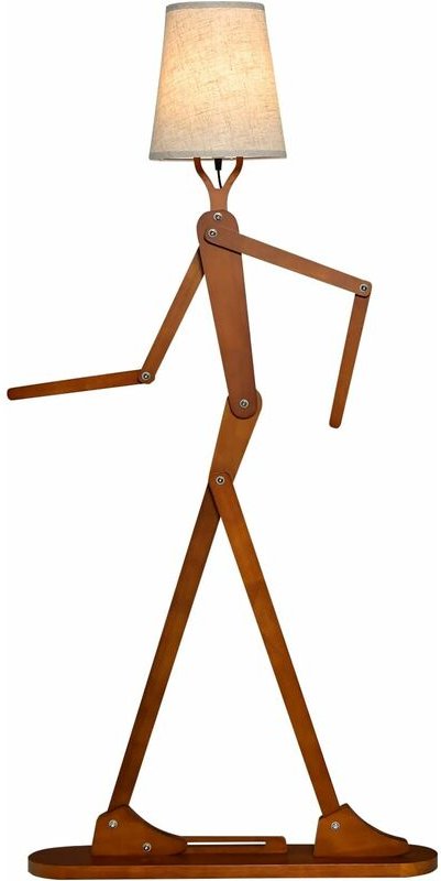Thumbnail - 160cm Stehlampe, Humanoid Stehleuchte mit verstellbaren Gelenken, Standleuchte mit Fußschalter, E27, Stehlampe für Wohnz...