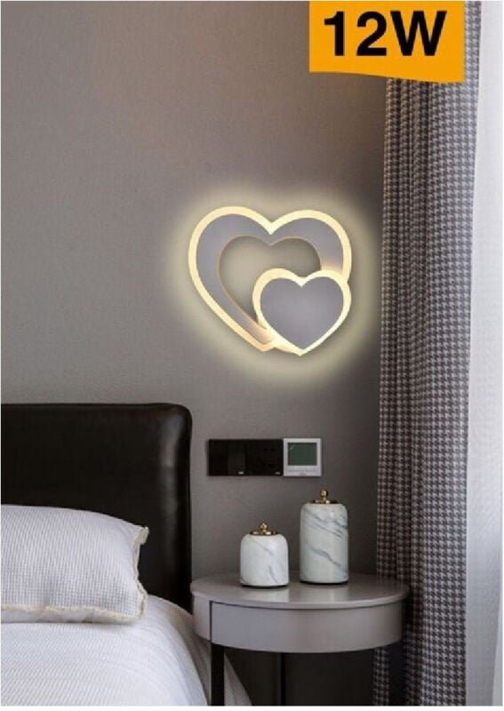 Trade Shop - interne led-wandleuchte modern double heart 12 w licht 3000K 4000K 6500K E83-B -