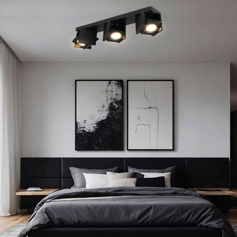 Deckenleuchte Spots beweglich Spotleuchte Wohnzimmer Deckenstrahler schwarz Aluminium, Metall, 3x GU10 Fassungen, LxBxH ...