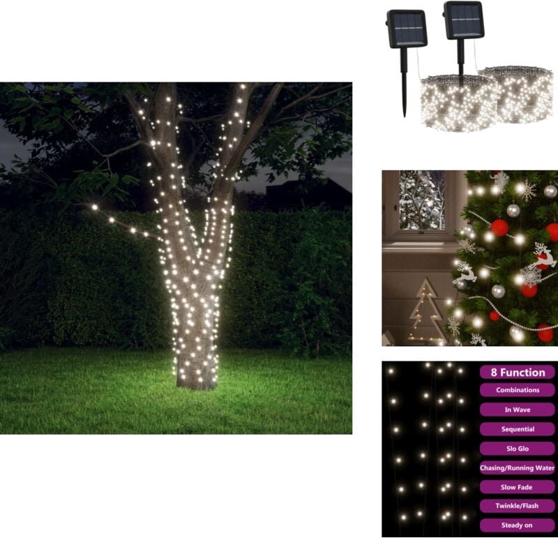 Vidaxl - Solar-Lichterkette 2 Stk. 2x200 led Kaltweiß Innen Außen - Solarleuchte - Lichterkette - Outdoor Beleuchtung - ...