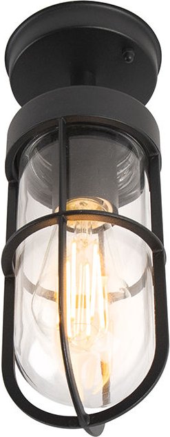 Country Exterior Deckenleuchte schwarz mit Glas IP44 - Elza