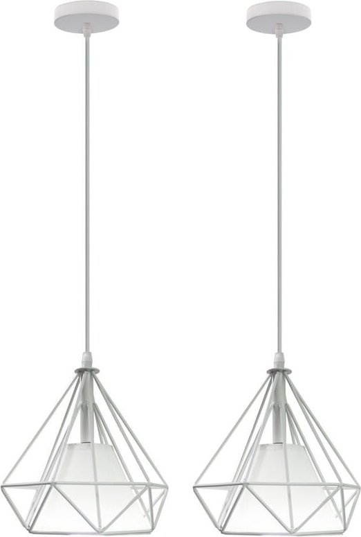 Pendelleuchte Diamant, Industri Stil Hängelampe mit Lampenschirm, Kronleuchter mit Ø20cm Eisen Käfig Edison E27 Fassung ...