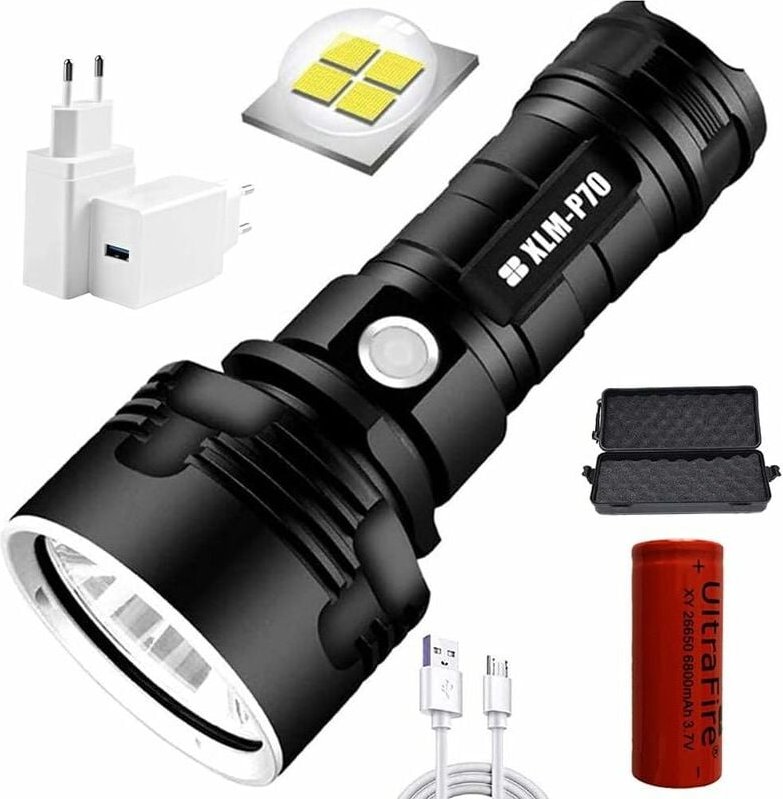 Thumbnail - Crediri p70 Taschenlampe, 30.000–100.000 Lumen, Hochleistungs-LED-Taschenlampe, ultrahell, wasserdicht, XLM-P70 50 w Tas...