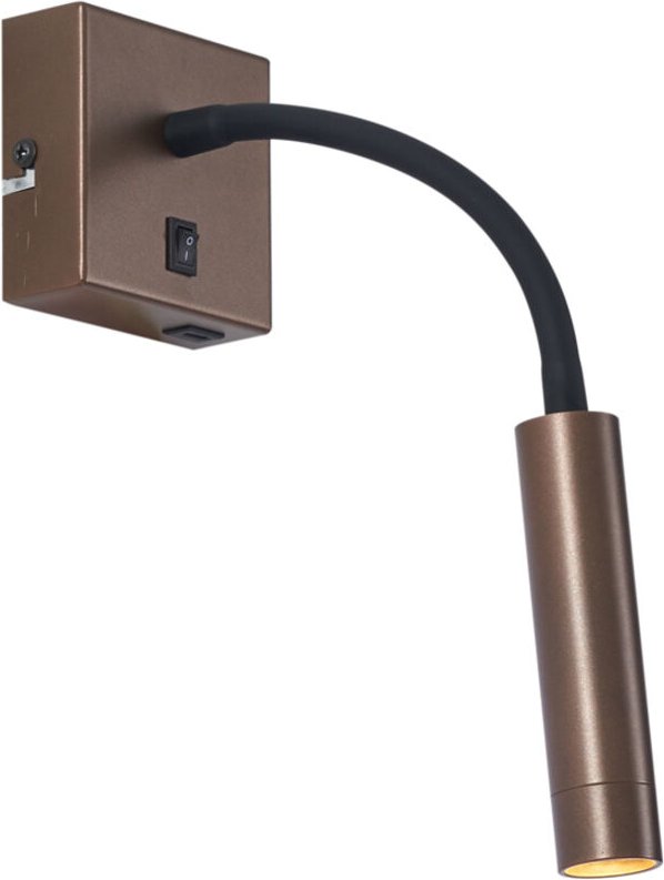 Moderne Wandleuchte Bronze mit USB-C-Anschluss - Gosna