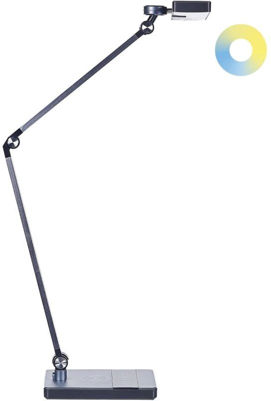 Thumbnail - Led Schreibtischlampe Schwarz Aluminium 73 cm mit Ladefunktion Ladestation Verstellbar Modernes Design Minimalistisch fü...