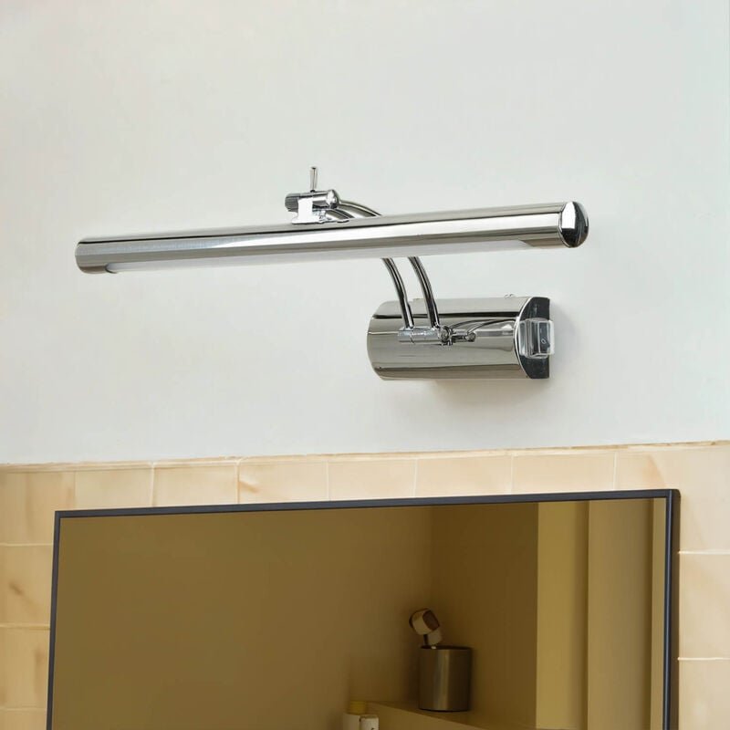 Licht-erlebnisse - led Spiegelleuchte Metall IP44 neutralweiß 4000 k 570 lm b: 40 cm mit Schalter Chrom