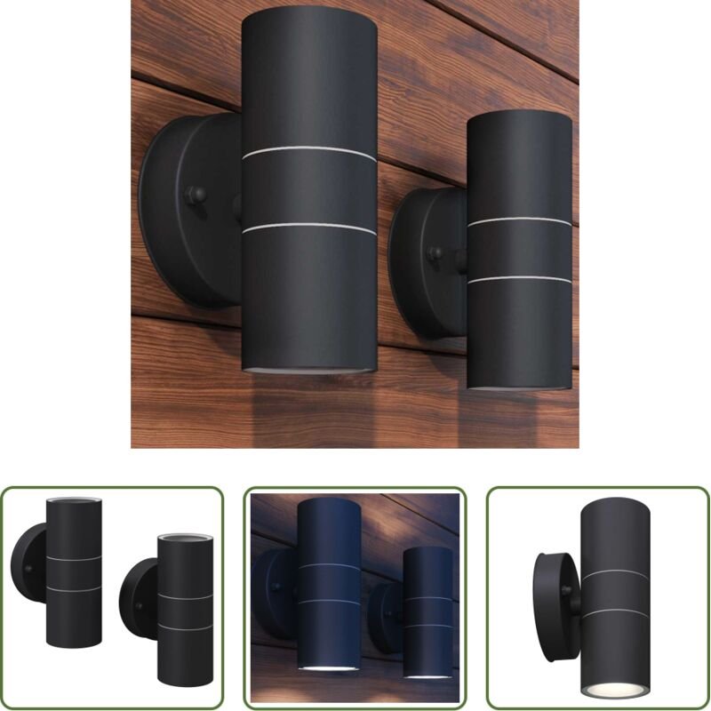 vidaXL Edelstahl Wandleuchte - LED Außenwandleuchten 2 Stk. Edelstahl Auf-/Abwärts