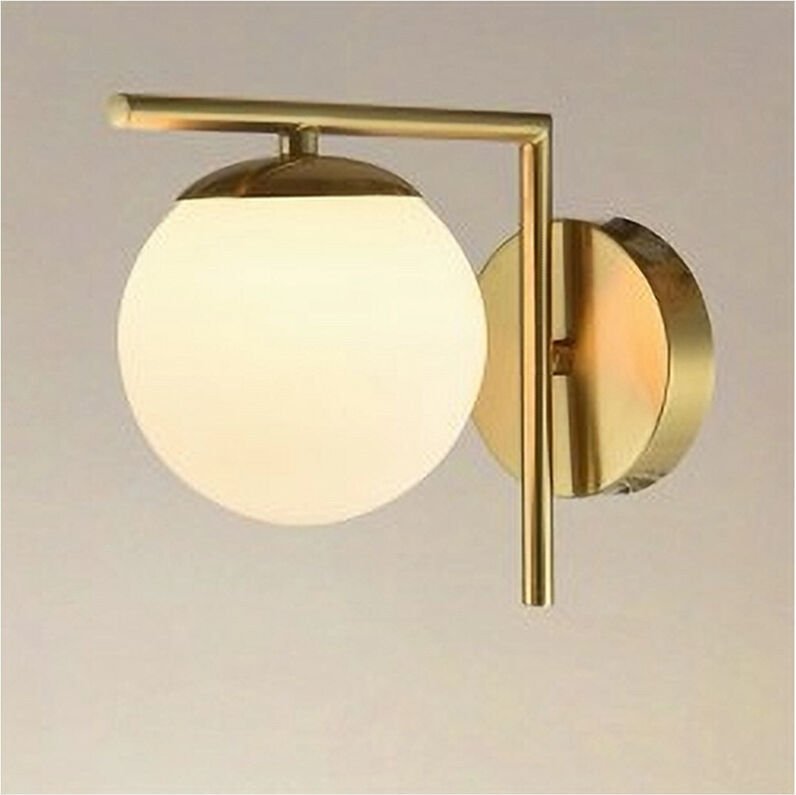 Thumbnail - Trade Shop Traesio - Trade Shop - Wandleuchte G9 Anschluss Glaskugel Metall Gold Modern Minimal Lampe 32842 -