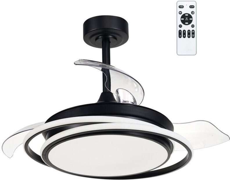 Cristalrecord - Antila Mini schwarzer LED-Deckenventilator 45 w 4000 lm cct