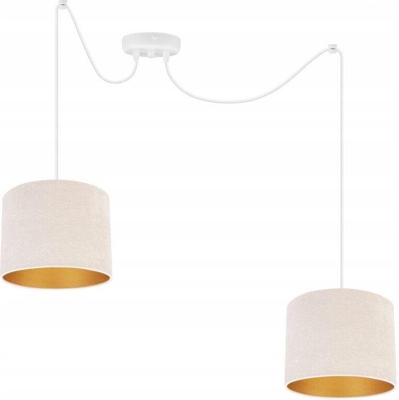 Elegante Spinnen-Hängelampe, Goldener Samt-Lampenschirm