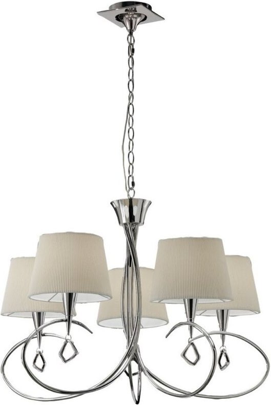Inspired Mantra - Mara - Deckenanhänger 5 Light E14, poliertes Chrom mit elfenbeinweißen Farbtönen