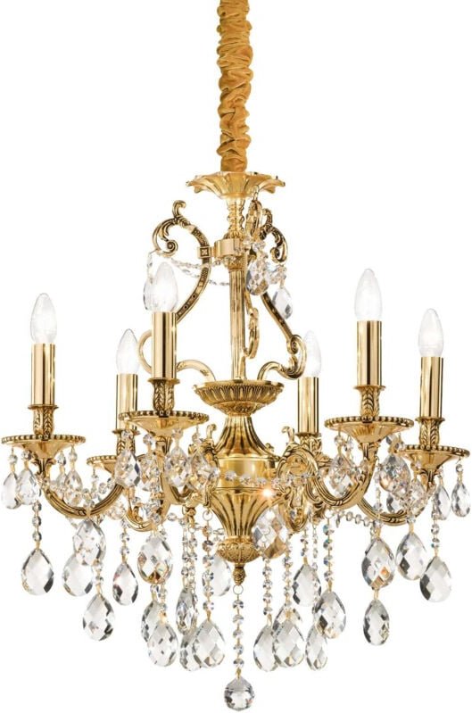 Ideal Lux - Gioconda - 6 Light Crystal Kronleuchter Antik Gold Finish, E14