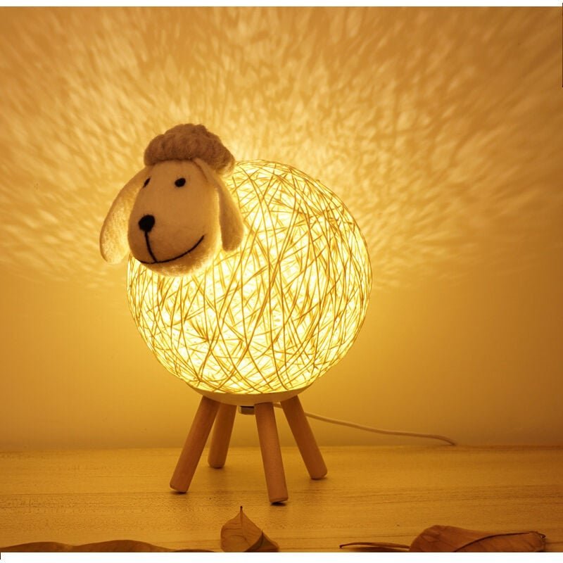 LED-Nachtlicht, Schaf-Rattan-Nachttischlampe, Kinder-Nachtlichtprojektor, LED-Nachtlampe für Schlafzimmer, Babyzimmer, W...