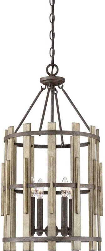 Kronleuchter Hängeleuchte d 38,2 cm Deckenlampe Rustikales Schwarz Küche