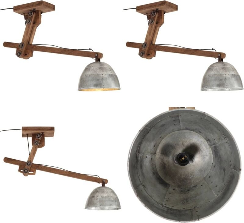 Deckenleuchte 25 w Vintage Silbern 105x30x65-108 cm E27 - Dekanleuchte - Industrielampen - Vintage-Lampe - Wohnraumbeleu...