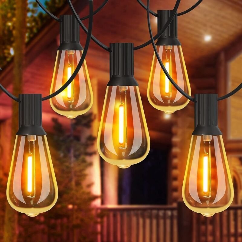 30 m lange LED-Lichterkette mit ST38-Lampen, 2200 K warmweiß, wasserdicht, für Garten, Party und Terrasse
