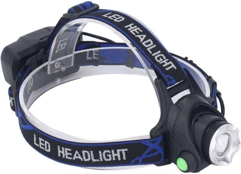 Stirnlampe, tragbar, mit Teleskop-Zoom, 90-Grad-Einstellung, am Kopf montiert, für Nachtangelarbeiten, 3 Beleuchtungsmod...