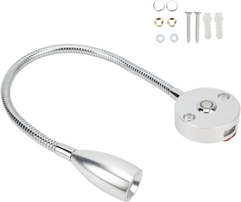 Ej.Life Nachttisch-Leselampe, helles LED-Leselicht Praktische rostfreie 3-farbig verstellbare Wandhalterung für Wohnwage...